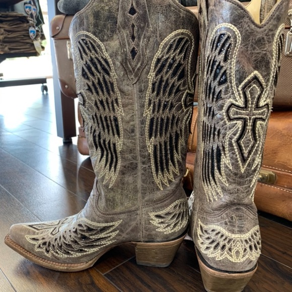 Corral Brown Black Wing and Cross Boots A1241 - Picture 2 of 6